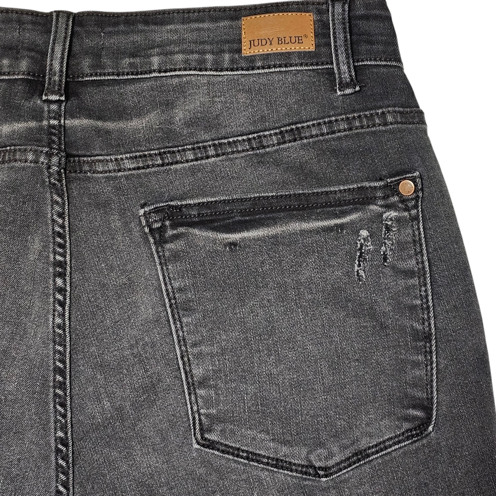 Judy Blue Jeans Emma High Rise Skinny Fit Capris 16W Destroyed Black - Picture 10 of 14